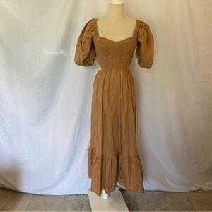 NWT Faithful the Brand Puff Sleeve Cutout Bloom MIDI Dress Anthropology